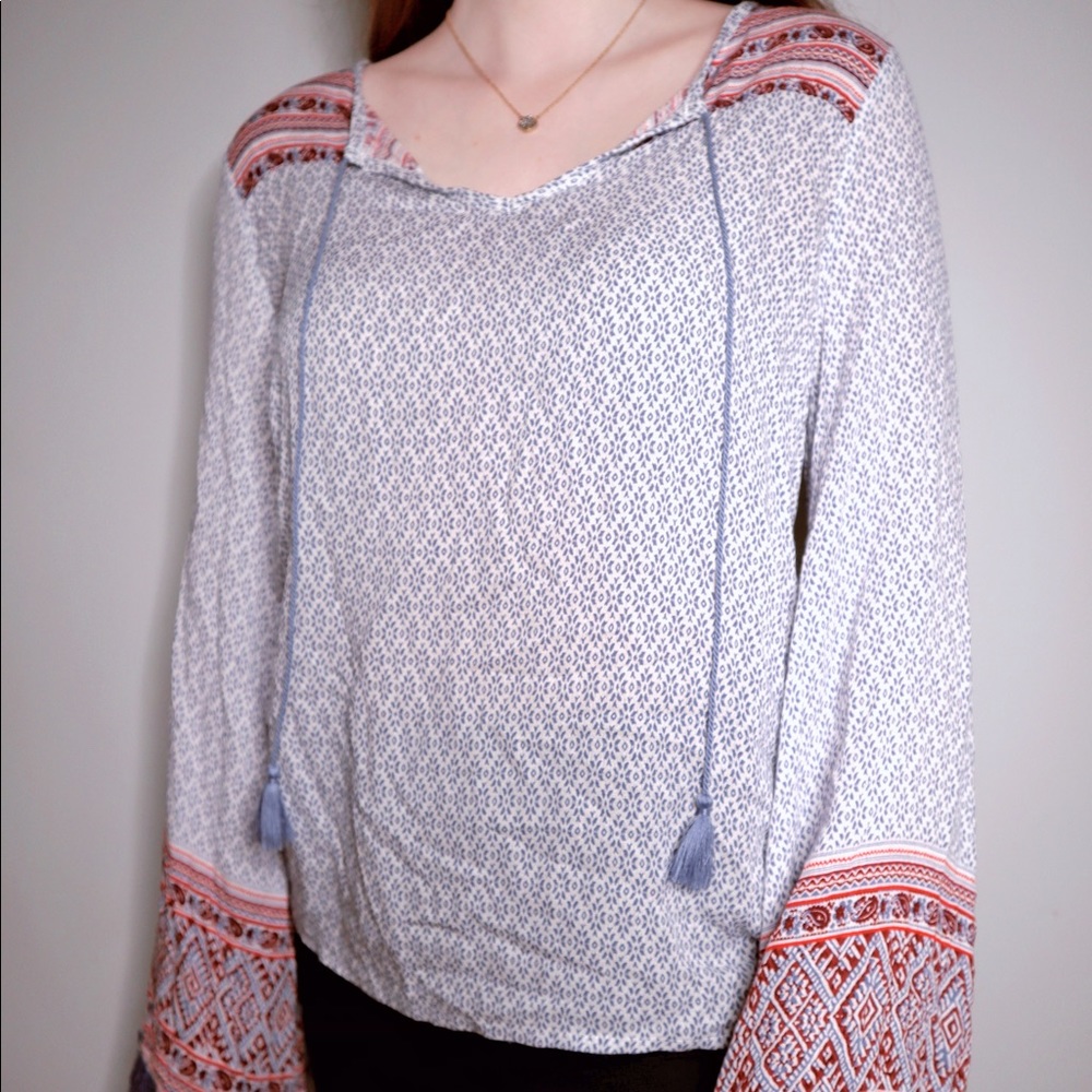 No Comment Paisley Boho Peasant Flowy Top